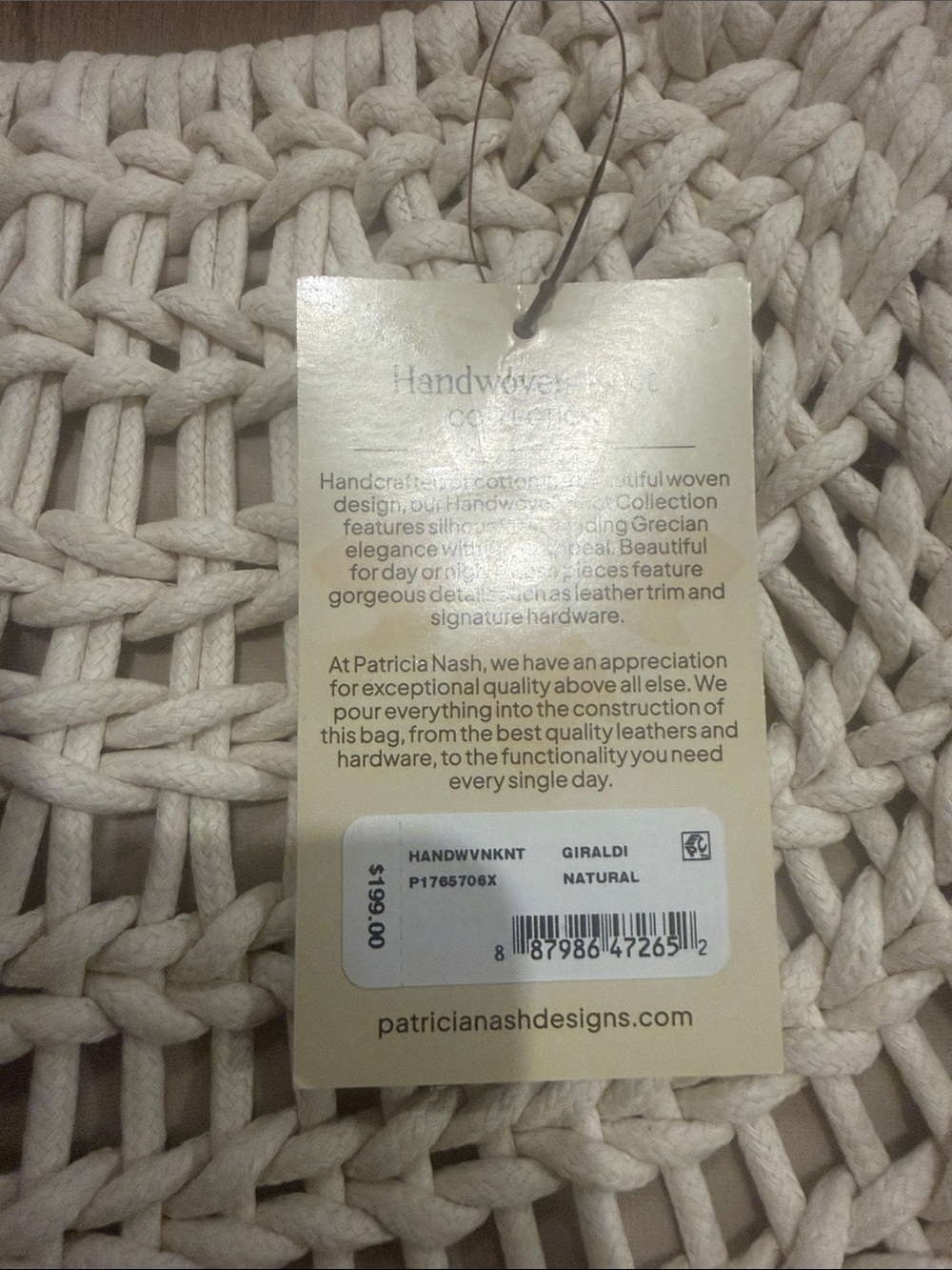 Patricia Nash Cream Woven Rope Tote - Picture 2 of 4